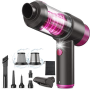 Mecanto front view pink handheld vacuum showing compact design and portability