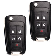 MechanMagic front view of two flip key fobs showing buttons and housing, reliable replacement