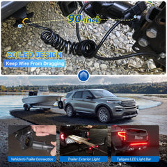 MECMO coiled harness stretched demonstrating extra reach during towing