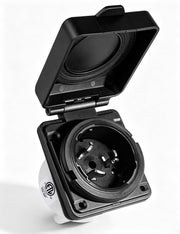 MECMO front view flanged inlet showing neat flush mount and weather protection