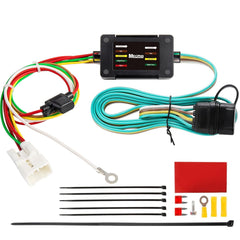 MECMO vehicle-side connector front view showing secure fit and easy plug-in benefit