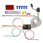 MECMO front view of 4-way flat harness showing connector and socket, simplifies hookup