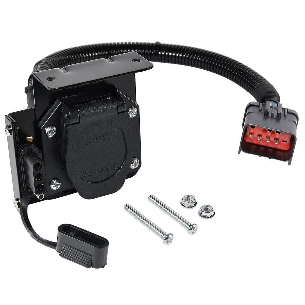 MECMO front view adapter showing both 7-way and 4-way outlets for versatile towing