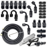 Medoon front packaging showing full 6AN PTFE fuel kit and included accessories for easy install