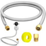 MEFUN hose assembly front view showing fittings and braided cover for safe connection