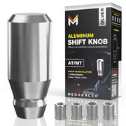 Mega Racer front view of silver shift knob showing sleek finish and improved control