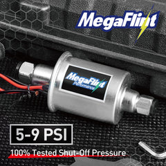 Megaflint close-up of 5/16" pre-filter protecting fuel system
