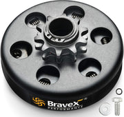 Megaflint front view clutch sprocket showing durable teeth and fit benefit