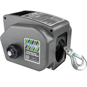 Megaflint front view mounted winch showing compact durable housing and easy install benefit