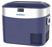 Megiu front view showing compact fridge with clear benefit of space saving
