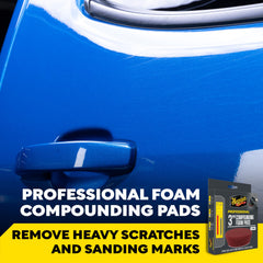 Meguiar's close-up of pad edge showing foam layers for controlled cutting and reduced marring