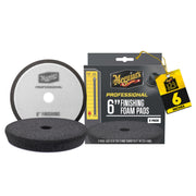 Meguiar's 6" finishing pad front pack shows product and brand with ready-to-use benefit