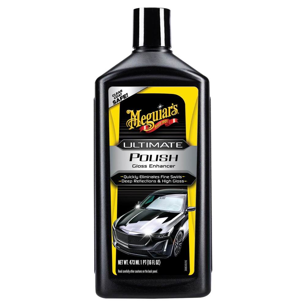 Meguiar's front label bottle showing product identity and clarity benefits