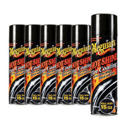 Meguiar's front packaging showing six aerosol cans and branding benefit