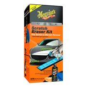 Meguiar's kit box front showing complete scratch eraser set and quick results