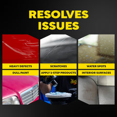 Meguiar's pad mounted on DA polisher delivering efficient correction