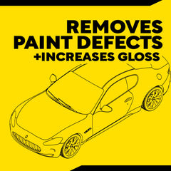 Meguiar's pad mounted on polisher demonstrating fast defect removal workflow