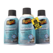 Meguiar's front view of aerosol can showing branding and New Car scent benefit