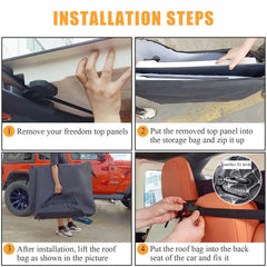 Mekar bag installed in Jeep rear seat attached to headrests for stability