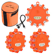 Meliya front view of three-pack orange flares showing kit contents and benefit of preparedness