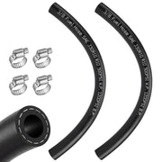 Meonum front view of two 3/8" hoses with clamps showing kit completeness