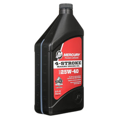 MERCURY oil in use on a four-stroke outboard demonstrating engine protection