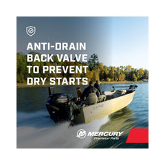 MERCURY oil filter installed on outboard illustrating quick replacement benefit