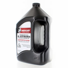 Mercury Premium Plus gallon bottle next to measuring tape for scale