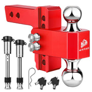 METOWARE front view of adjustable hitch showing receiver fit and quick installation benefits