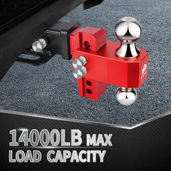 METOWARE close-up of dual-ball head showing two coupler sizes for towing flexibility