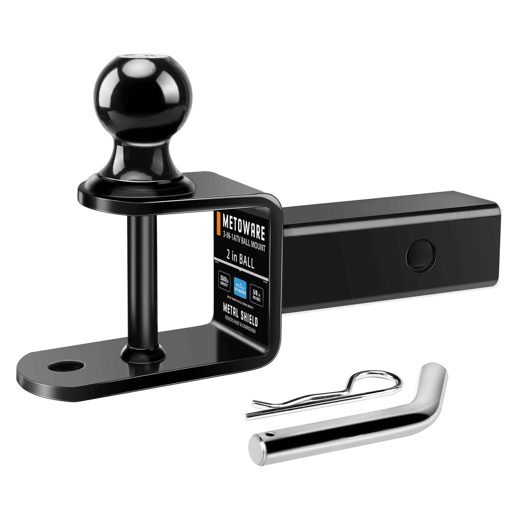 METOWARE front profile hitch showing ball and shank, durable towing solution