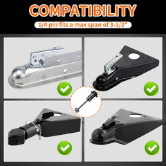 METOWARE receiver lock close-up highlighting 5/8 inch pin and heavy-duty fit for thicker 2.5 inch receivers