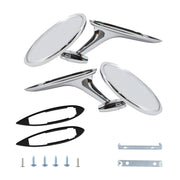 MGWILL round bowtie mirror front view showing chrome finish and classic styling