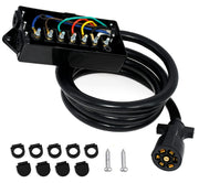Miady front view of 7-way plug and junction box showing compact form and protection