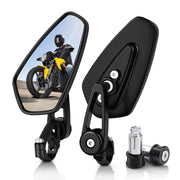 MICTUNING front view bar end mirror showing compact design and improved rear sight
