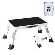 Mifami front view folded stool showing compact storage and travel convenience