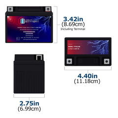 Mighty Max Battery top label closeup with specifications for correct fit and safety