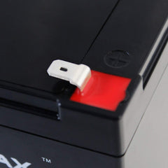 Three-pack top view of Mighty Max batteries showing consistent build quality