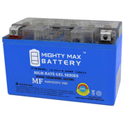 Mighty Max Battery YT7B-BS front view showing compact sealed design and safe use