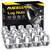 MIKKUPPA chrome lug nuts front packaging showing complete 20-piece set and benefits