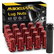 MIKKUPPA front view of red lug nuts showing complete kit and bright finish