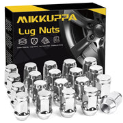 MIKKUPPA front view of 20 chrome lug nuts showing neat packaging and uniform finish