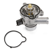 MILIPARTS front view of aluminum thermostat housing showing fitment benefit