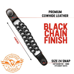 Milwaukee Leather close-up of double chains and medallion offering durable visual impact