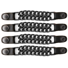 Milwaukee Leather front view showing extenders adding fit and polished chrome style