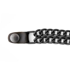 Milwaukee Leather leather loop and nickel snap detail providing secure attachment benefit
