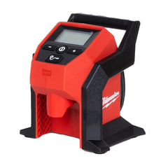 Milwaukee M12 compact inflator front view shows compact size and fast inflation