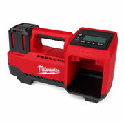 Milwaukee M18 inflator front view showing portable build and quick access
