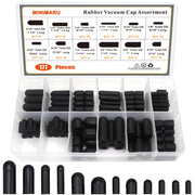 MINIMARU clear case open showing 177 rubber vacuum caps for fast selection