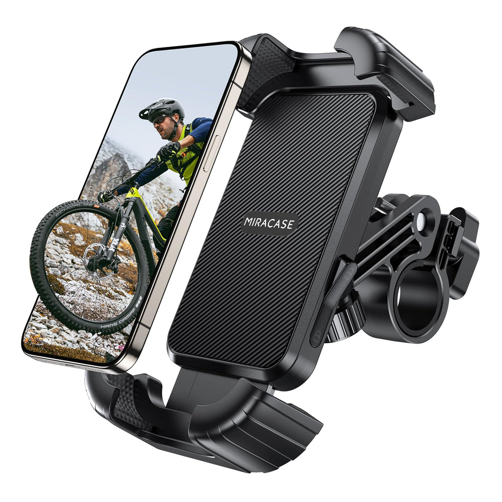 Miracase front view with phone mounted showing secure grip and easy visibility